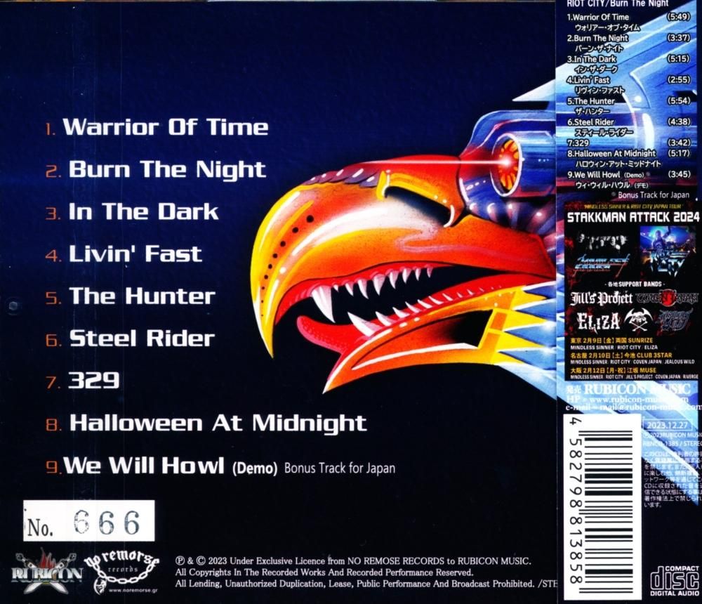 Limited No. 666! RIOT CITY / Burn The Night ~Flames of Riot~ (Japan commemorative edition!) (CD)