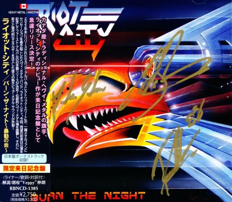 RIOT CITY / Burn The Night ~Flames of Riot~ (Memorial of Japan visit, autographed by members!) (CD)