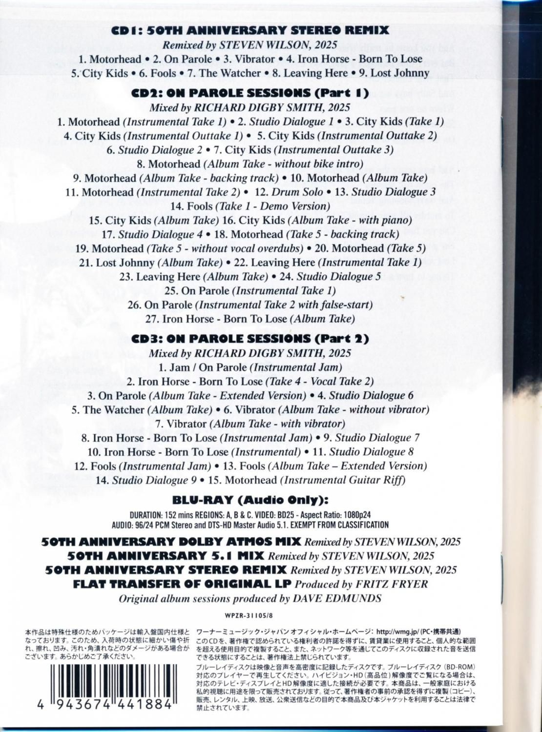 Motorhead / On Parole Sessions / On Parole Sessions (3CD+Blu-ray) 2026