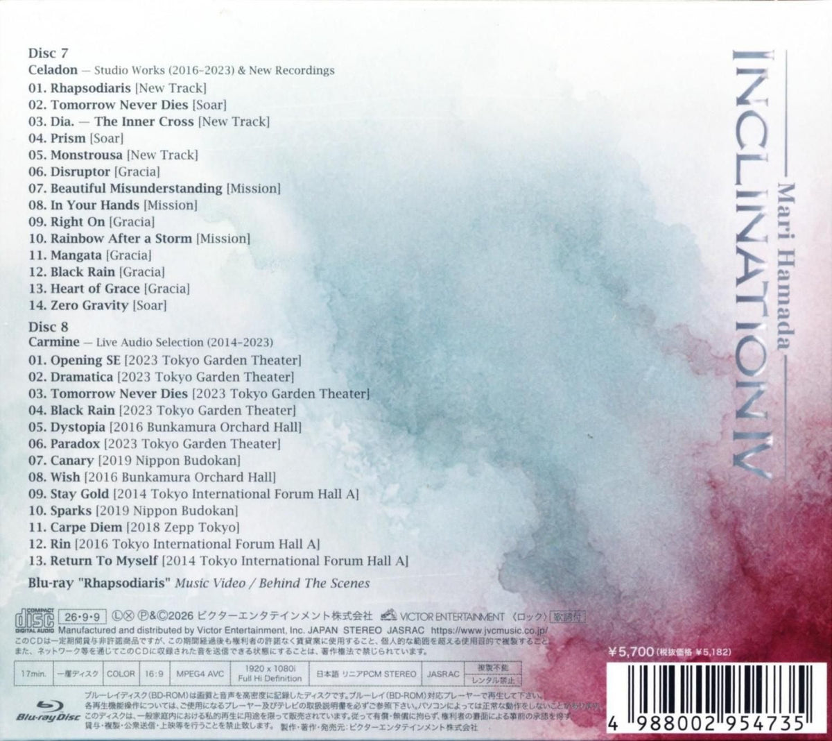 Mari Hamada / INCLINATION IV (first limited edition) (2CD+Blu-ray) 2026