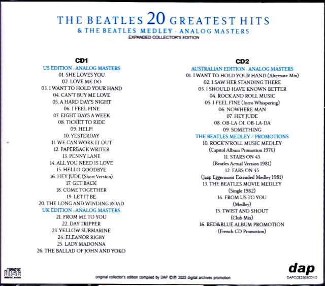 Beatles Beatles/20 Greatest Hits Expanded Collector's Edition ...