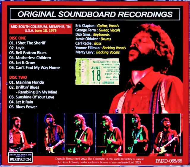 Eric Clapton Eric Clapton/In Memphis 1975 TN,USA 1975