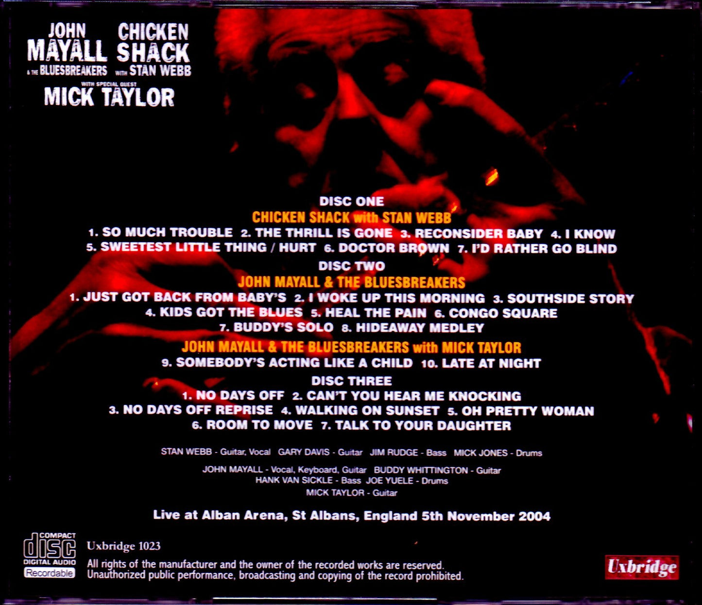 John Mayall & the Bluesbreakers Mick Taylor Chicken Shack with Stan Webb/England,UK 2004