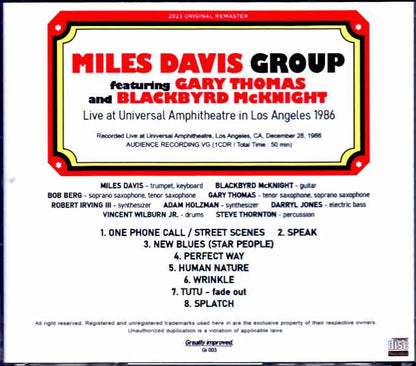 Miles Davis Group Gary Thomas Miles Davis Gary Thomas/CA,USA 12.28.1986 Upgrade