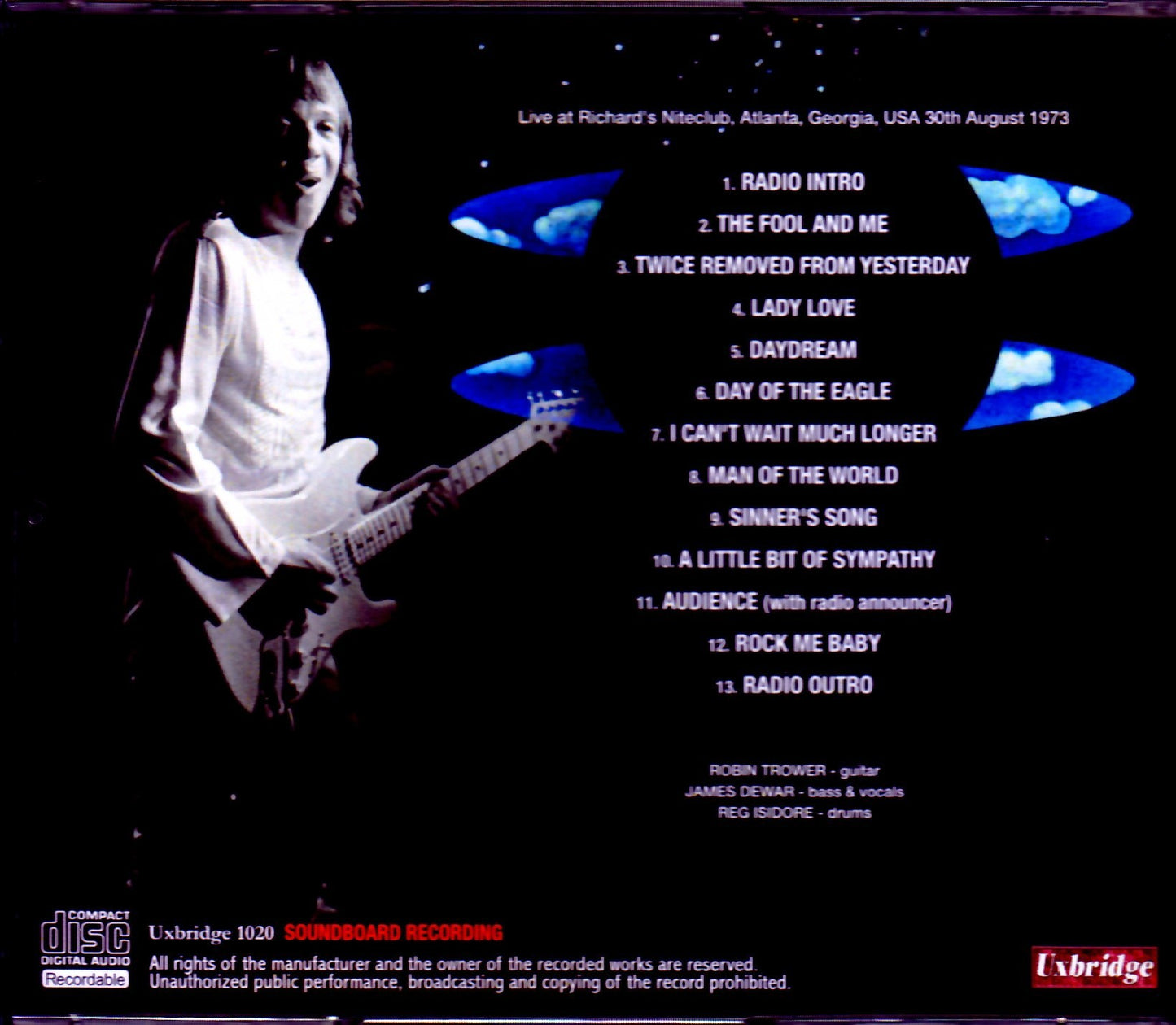 Robin Trower Robin Trower/GA,USA 1973 SBD WRAS-FM Pre-Broadcast Master Reel