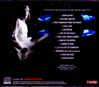 Robin Trower Robin Trower/GA,USA 1973 SBD WRAS-FM Pre-Broadcast Master Reel